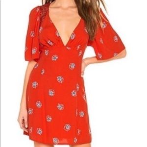 Free People Mockingbird Mini Dress in Hot Cherry